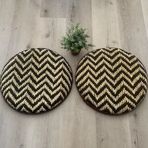 Woven zigzag chevron Set of 2 larger round baskets wall
Decor two tones boho art